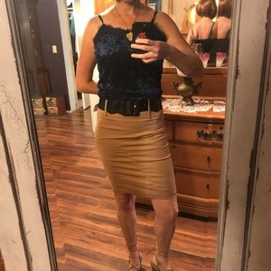 Tan pencil skirt